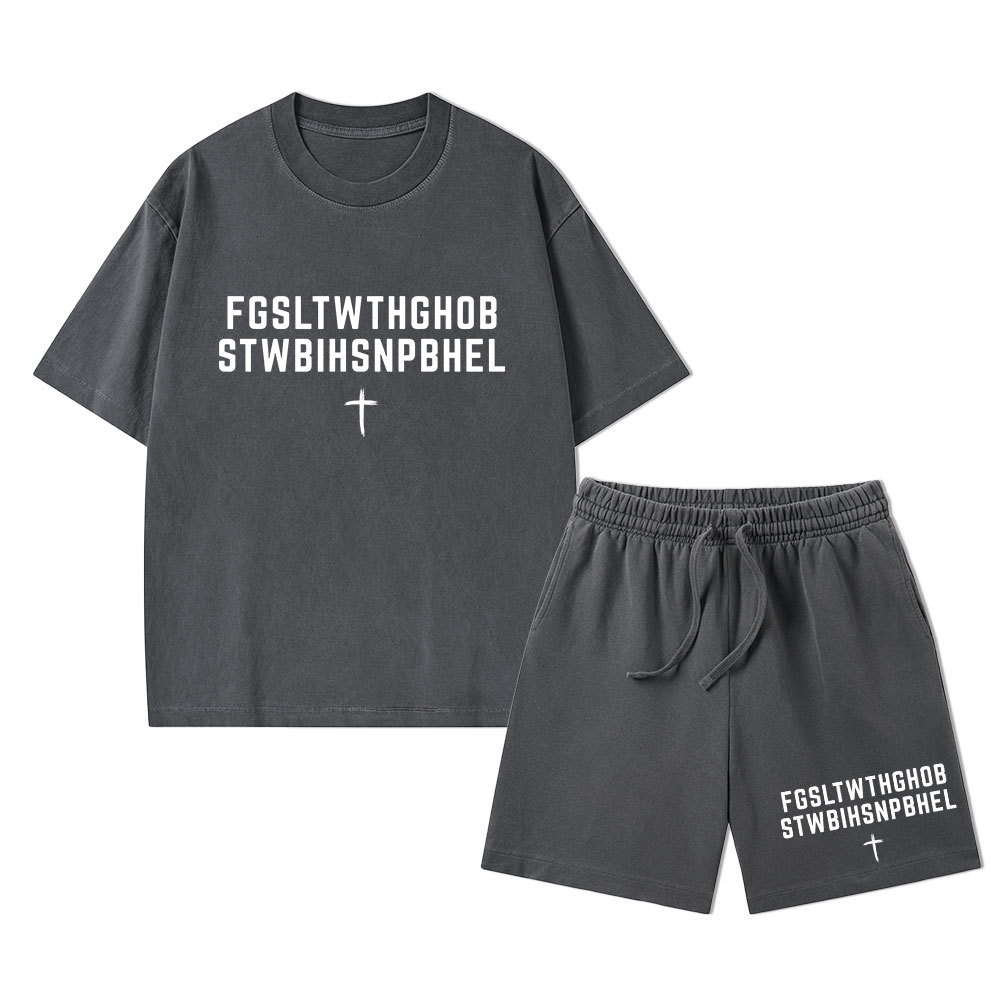 John 316 For God So Loved The World Christian Washed T-Shirt & Shorts