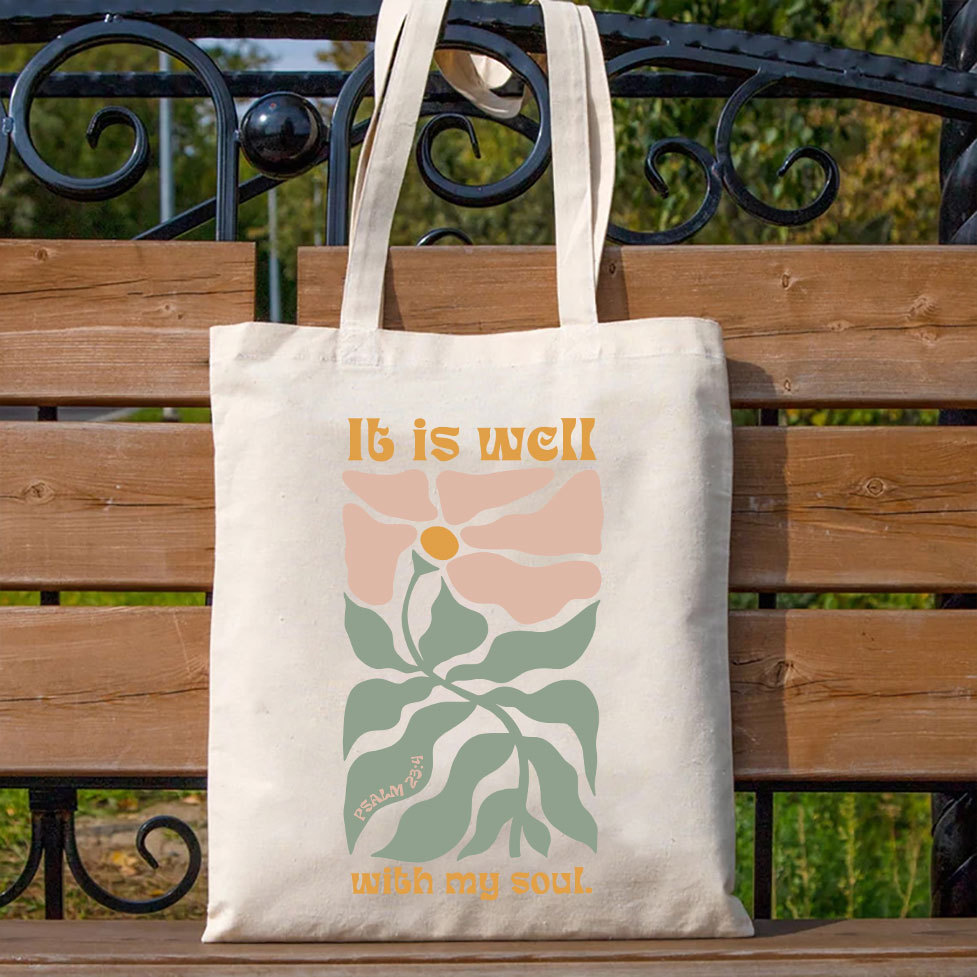 It Is Well With My Soul Christian Canvas Tote Bag