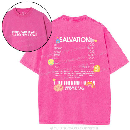 Jesus Paid It All Christian Washed T-Shirt