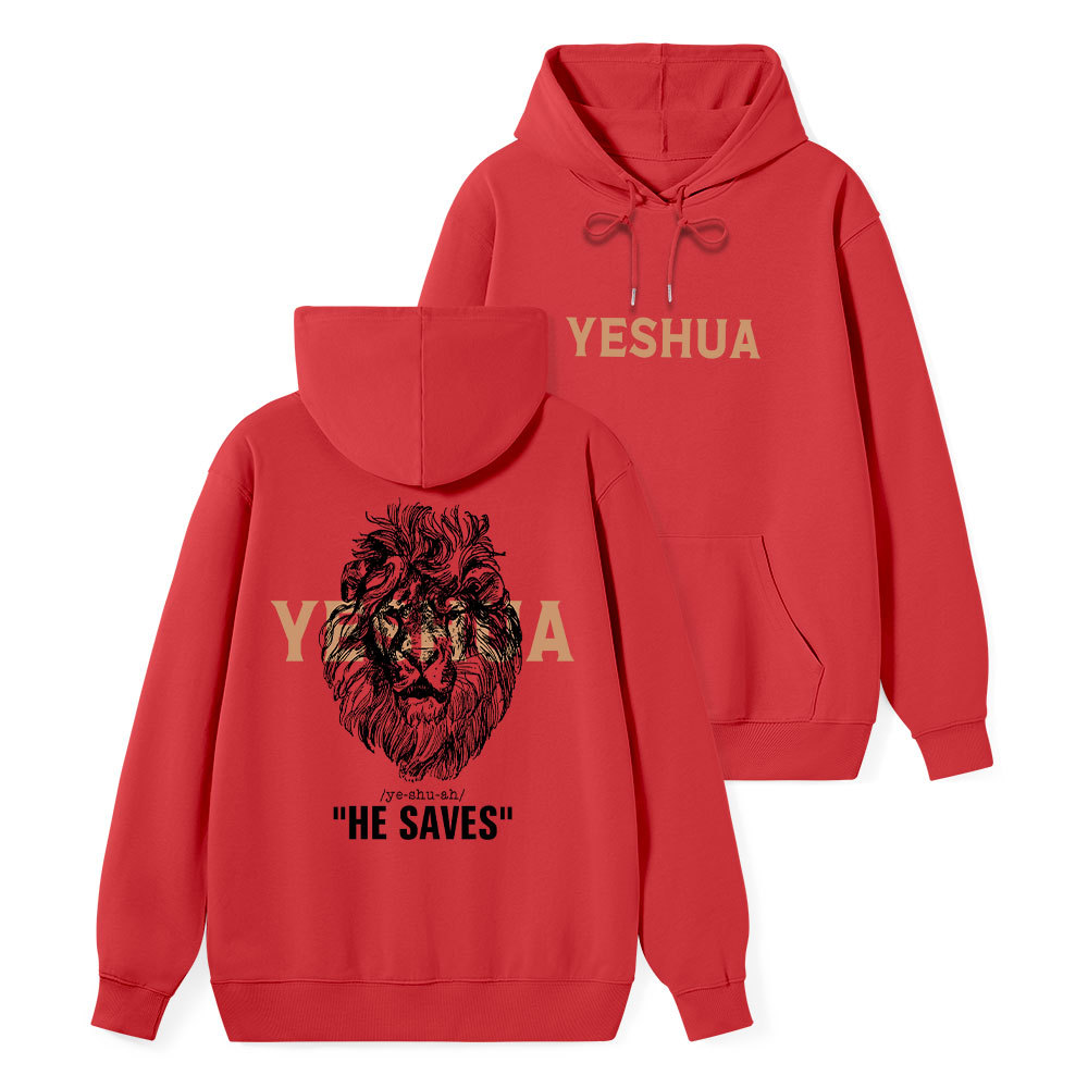 Yeshua He Saves Lion Classic Christian Hoodie