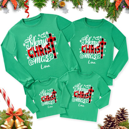 Merry Christ Mas Christmas Family Matching Long Sleeve T-Shirt