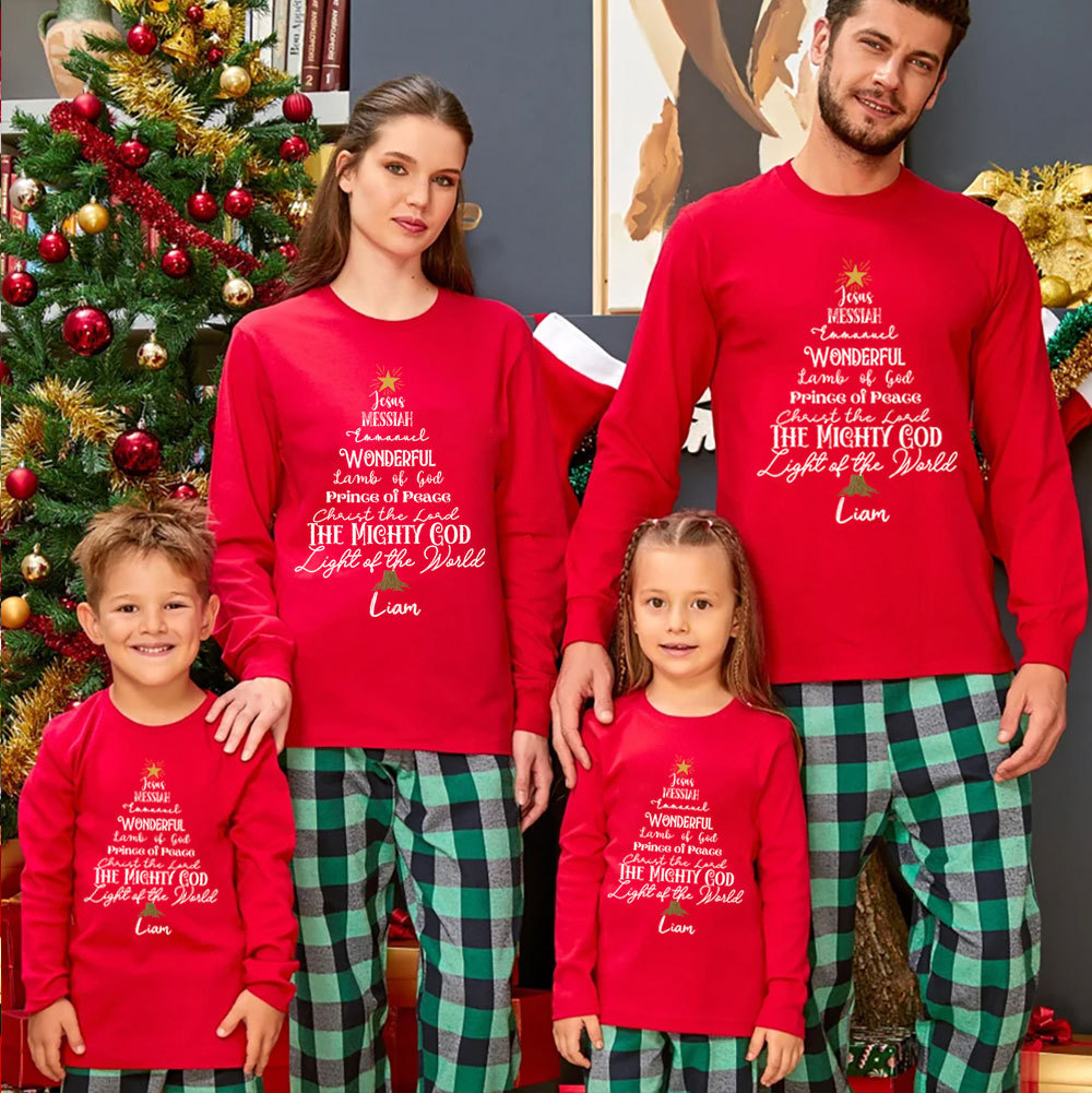 Personalized Name Of Jesus Christmas Family Matching Long Sleeve T-Shirt