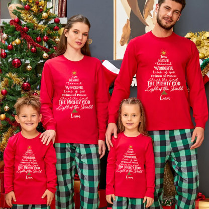 Personalized Name Of Jesus Christmas Family Matching Long Sleeve T-Shirt