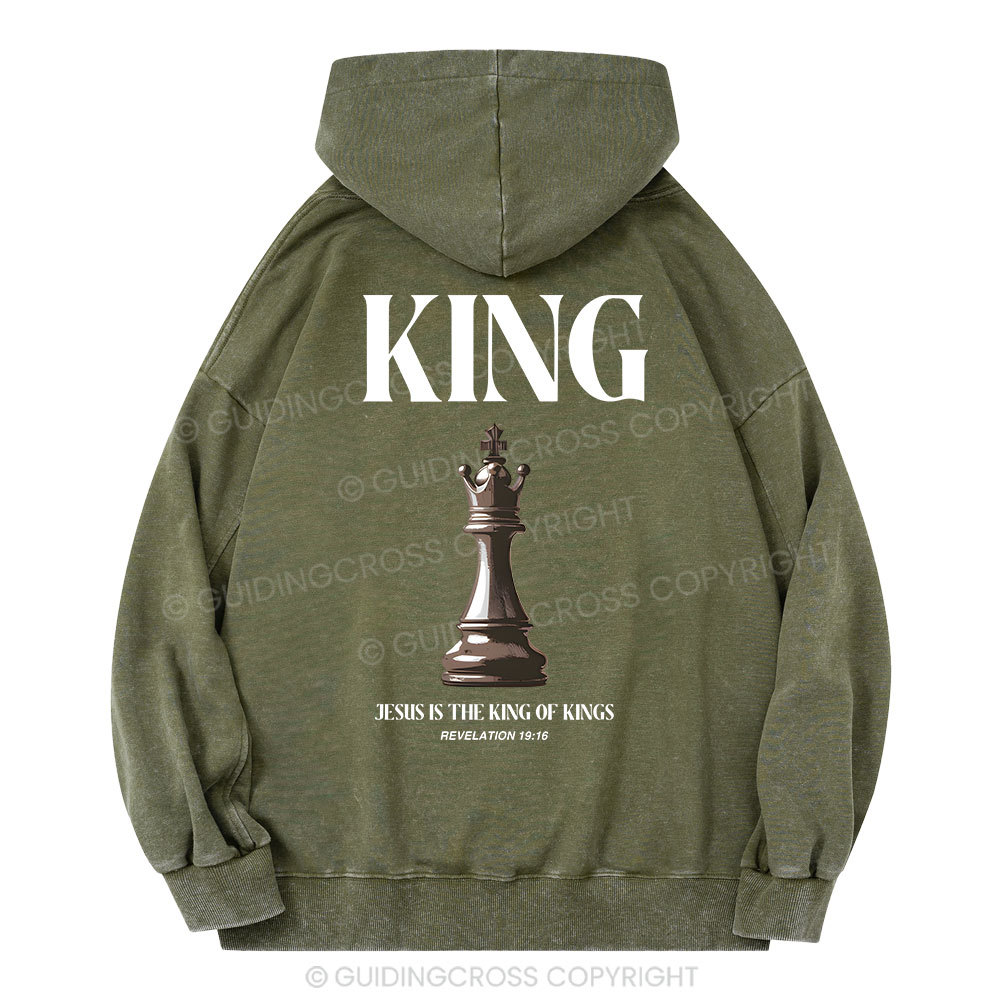Jesus Is The King Of Kings Christian Washed Hoodie