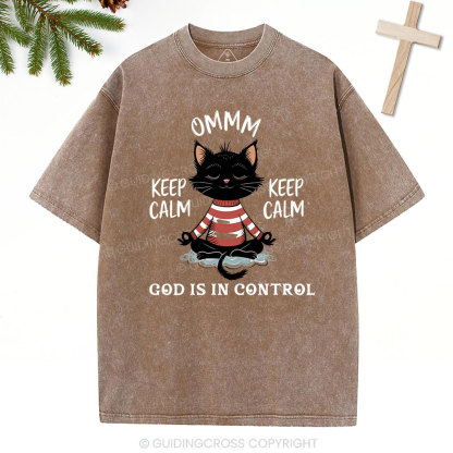 God Is In Control Christian Christmas Washed T-Shirt