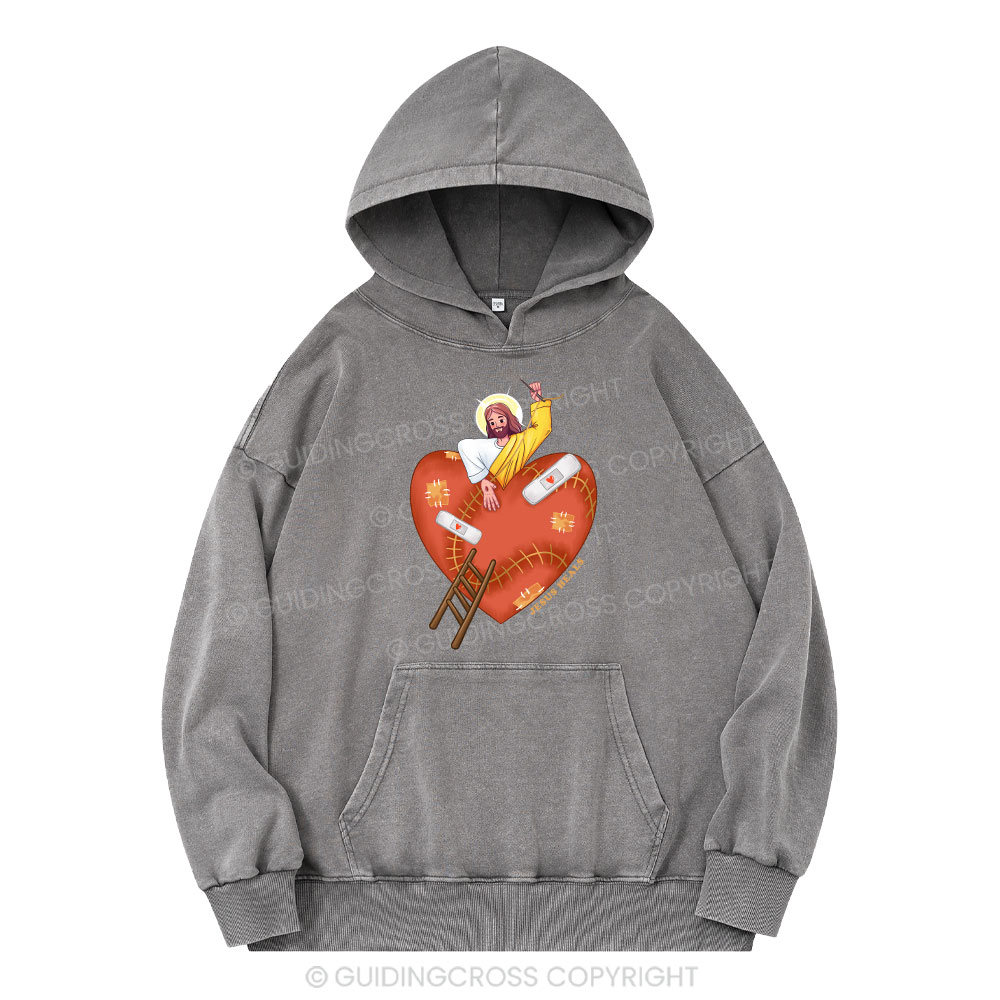 Jesus Heals Christian Washed Hoodie
