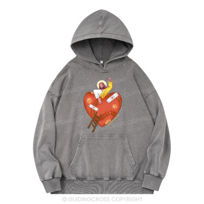 Jesus Heals Christian Washed Hoodie
