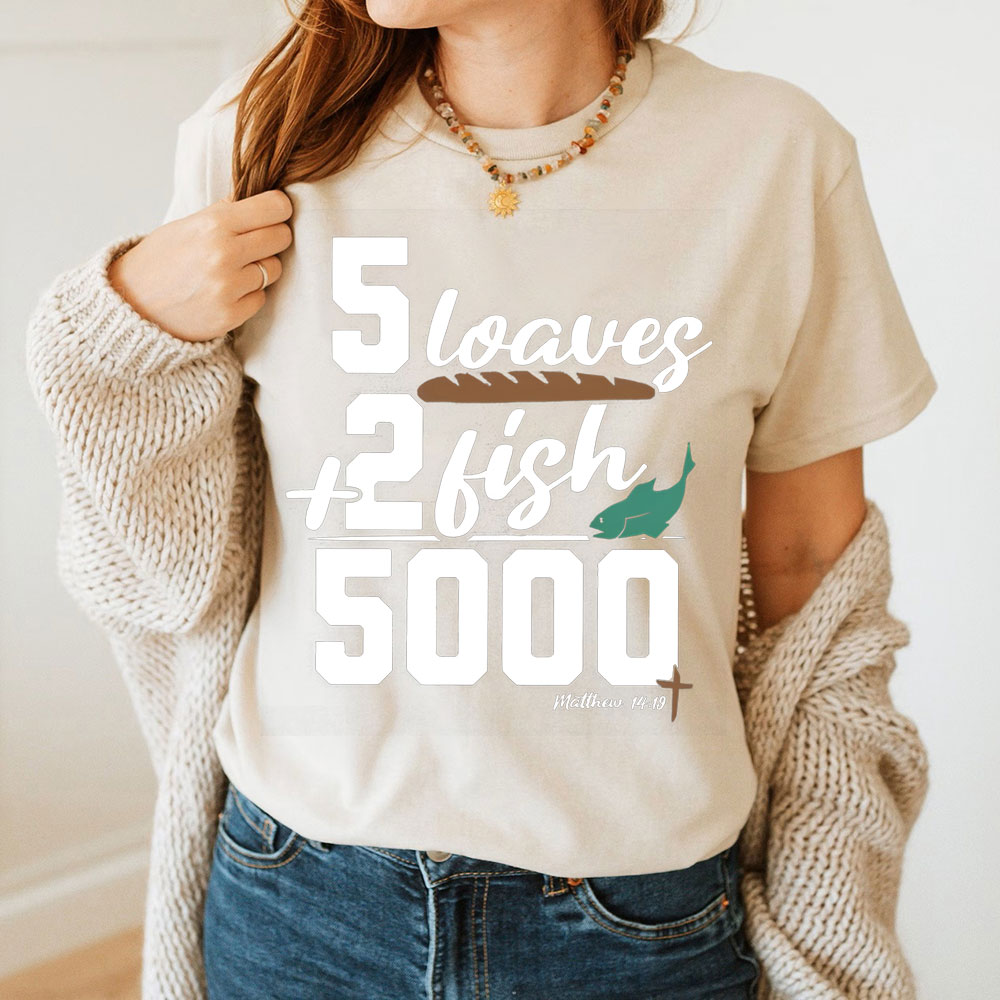 5 Leaves Plus 2 Fish Christian T-Shirt