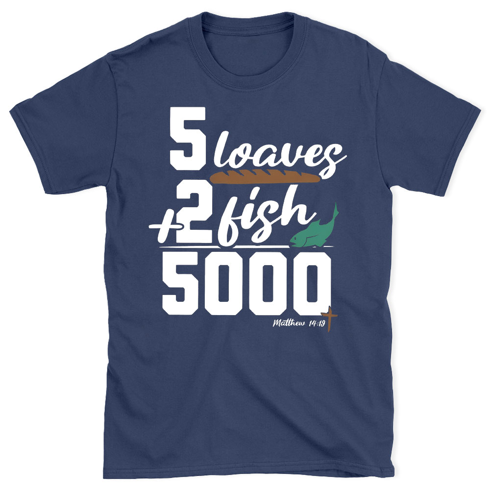5 Leaves Plus 2 Fish Christian T-Shirt