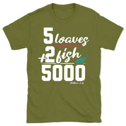 5 Leaves Plus 2 Fish Christian T-Shirt