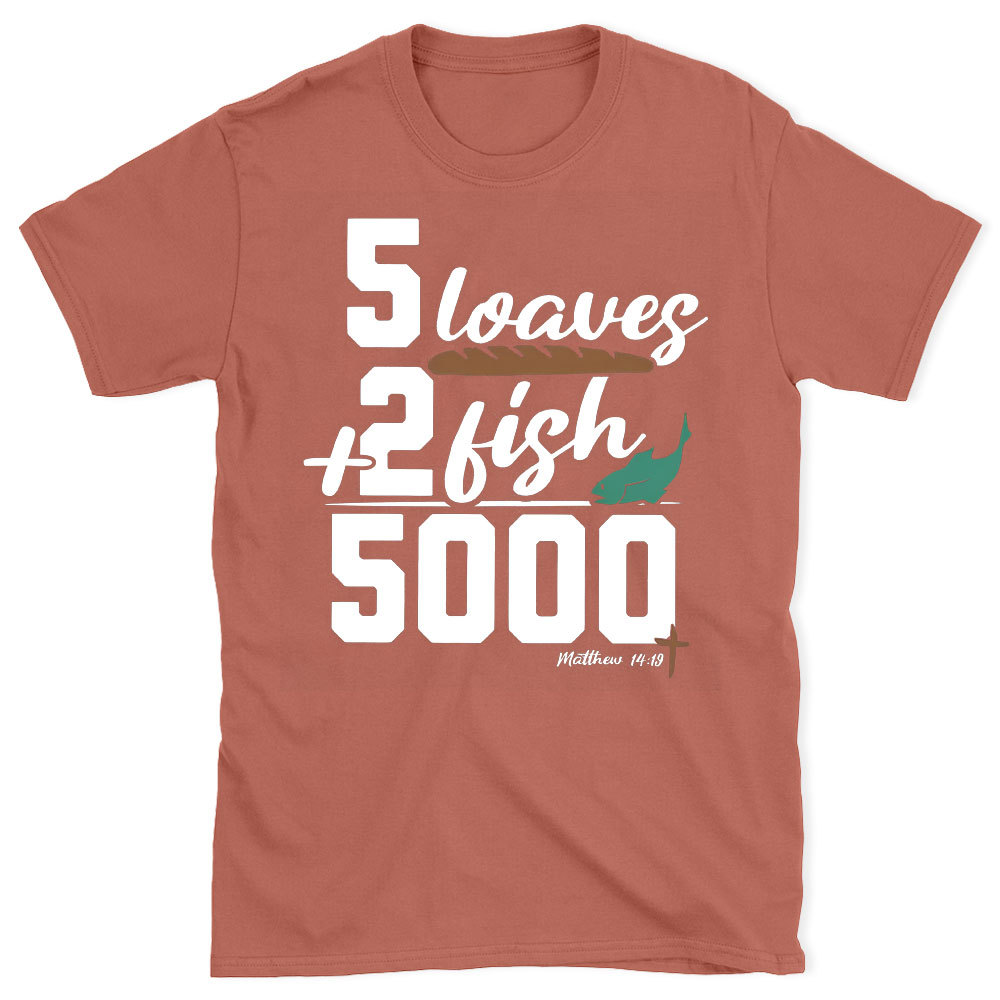 5 Leaves Plus 2 Fish Christian T-Shirt