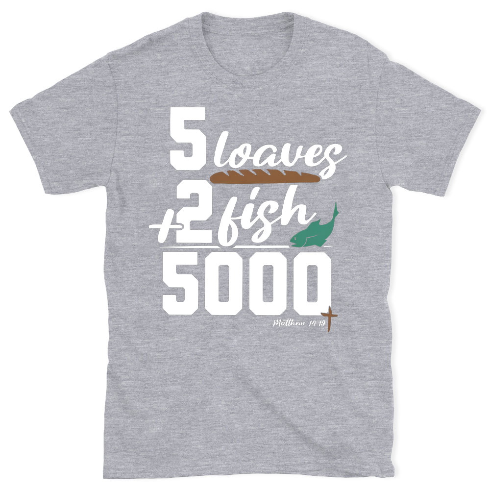 5 Leaves Plus 2 Fish Christian T-Shirt