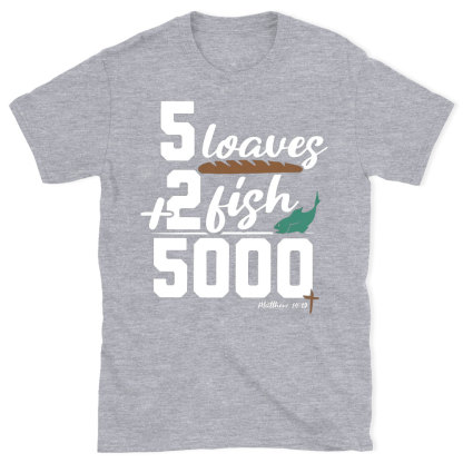 5 Leaves Plus 2 Fish Christian T-Shirt