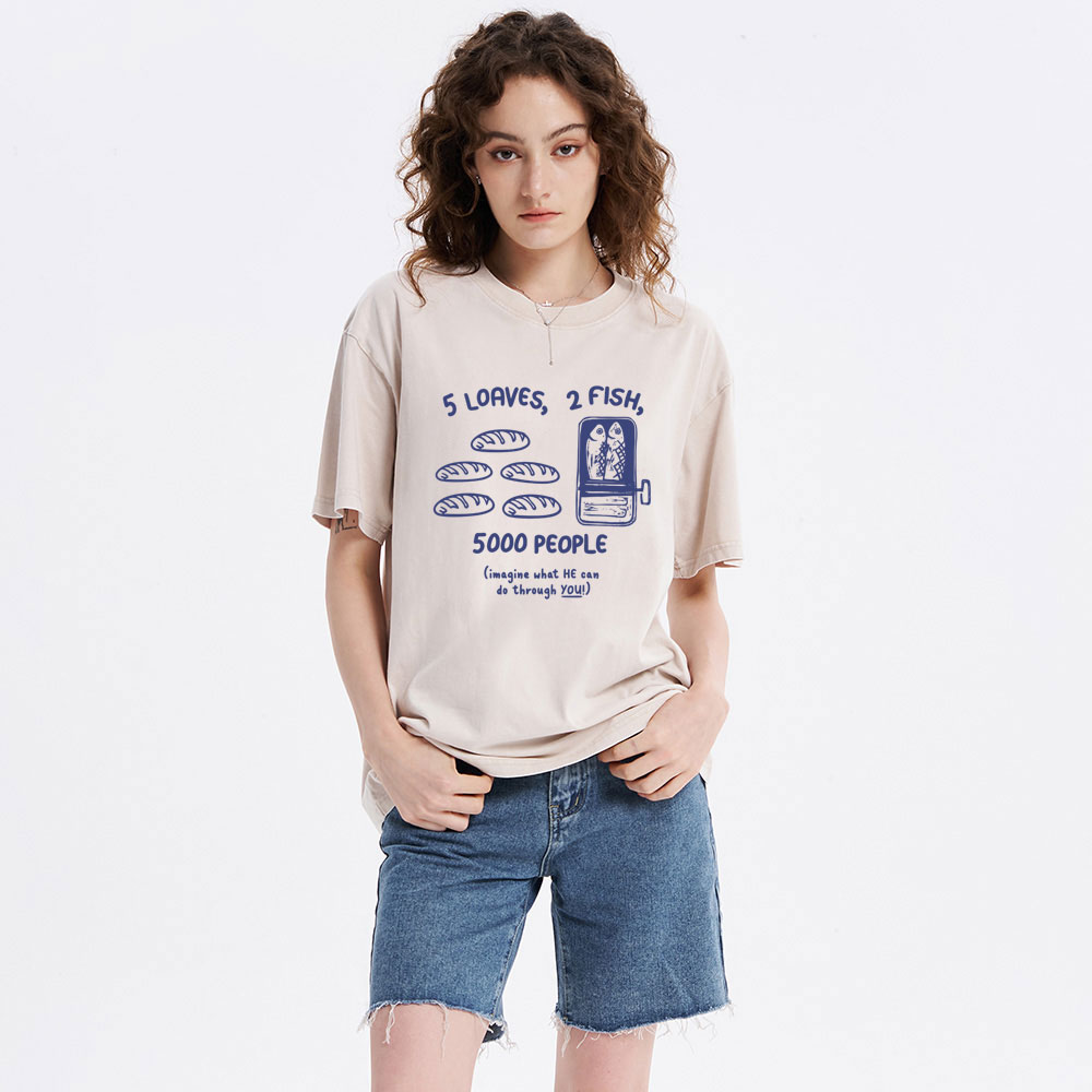5 Loaves 2 Fish Christian Washed T-Shirt