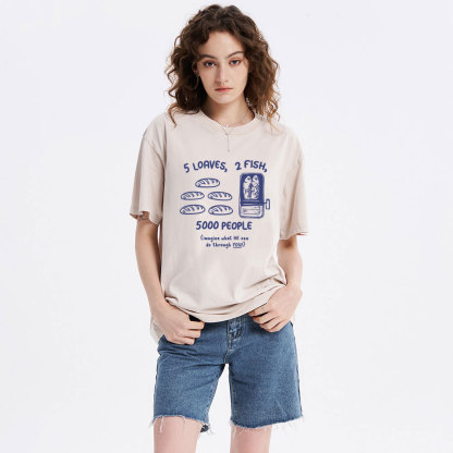 5 Loaves 2 Fish Christian Washed T-Shirt