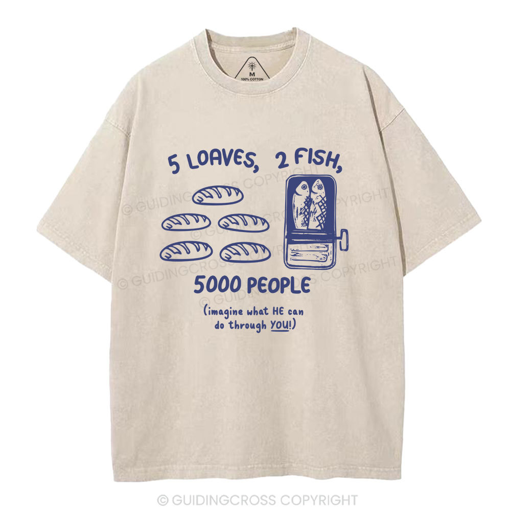 5 Loaves 2 Fish Christian Washed T-Shirt