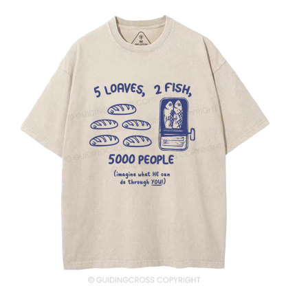 5 Loaves 2 Fish Christian Washed T-Shirt