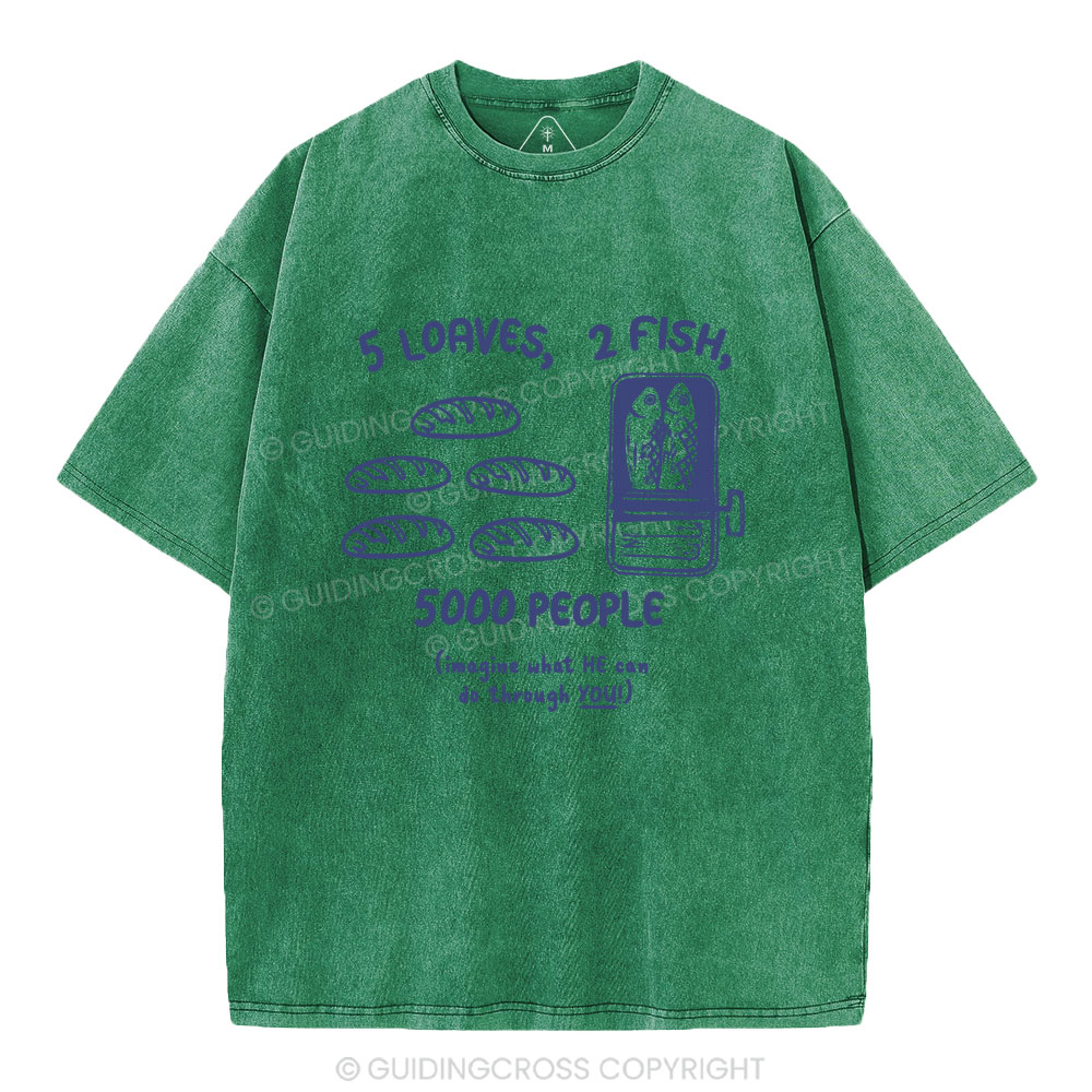 5 Loaves 2 Fish Christian Washed T-Shirt