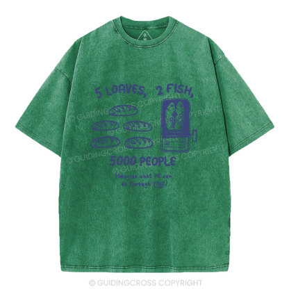 5 Loaves 2 Fish Christian Washed T-Shirt