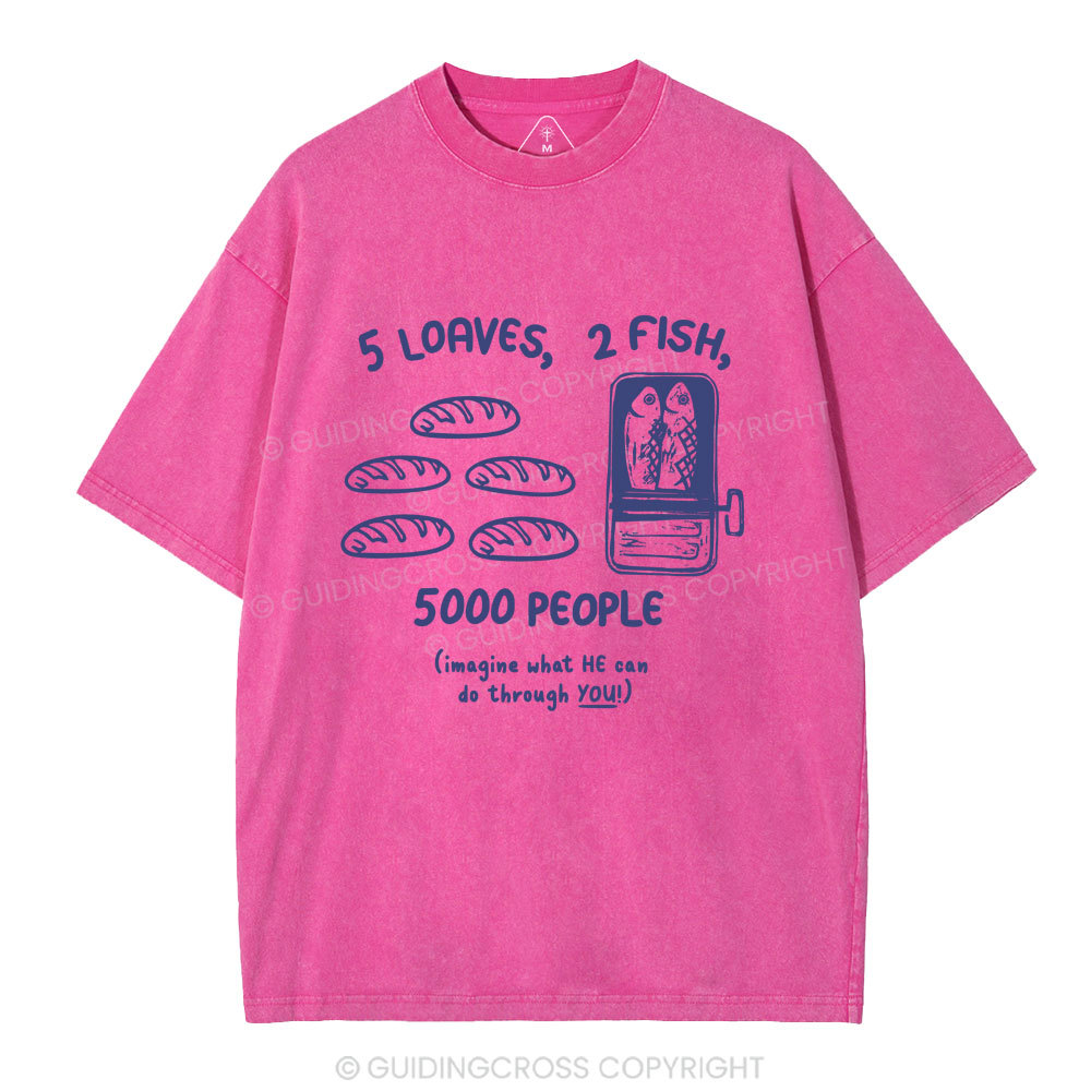 5 Loaves 2 Fish Christian Washed T-Shirt