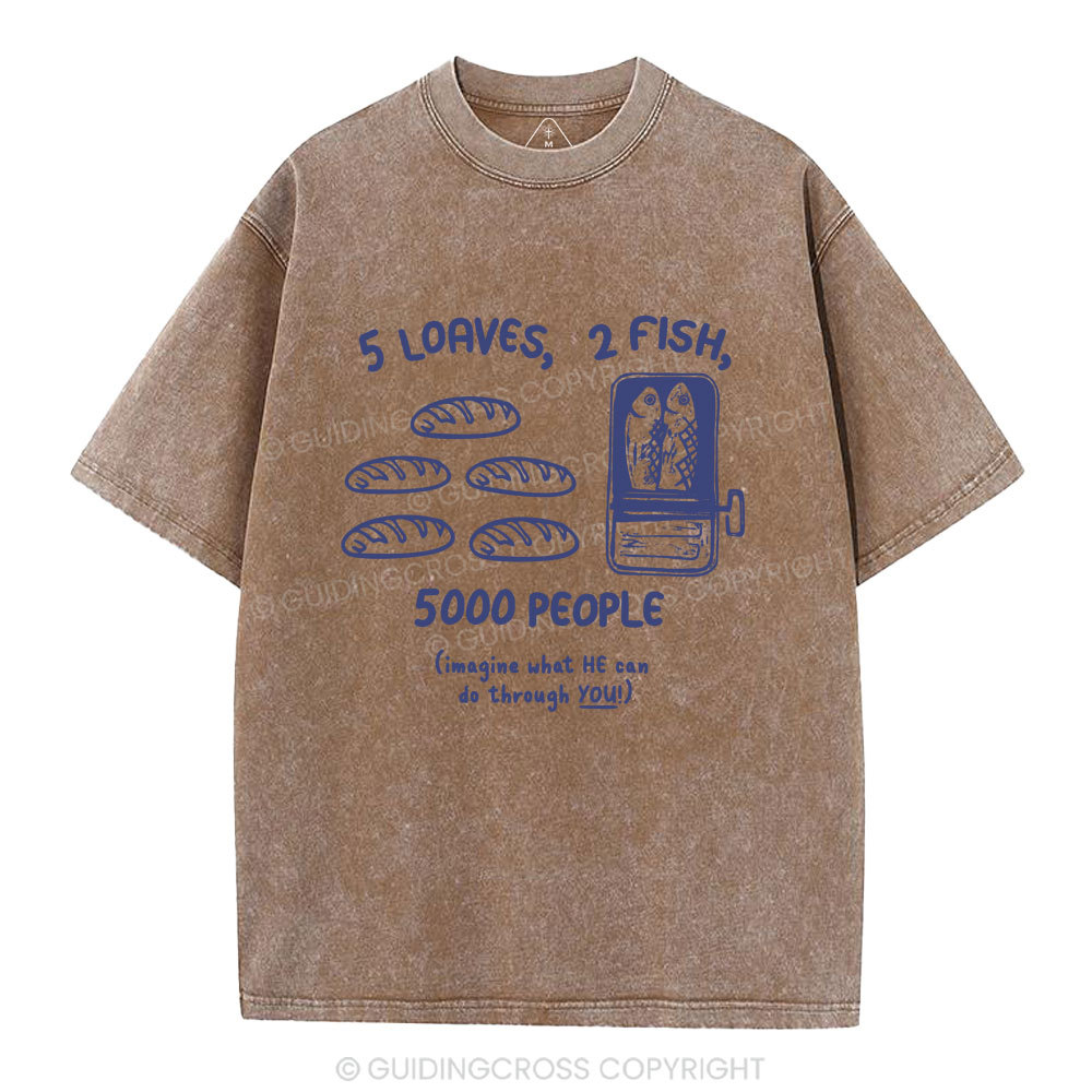 5 Loaves 2 Fish Christian Washed T-Shirt