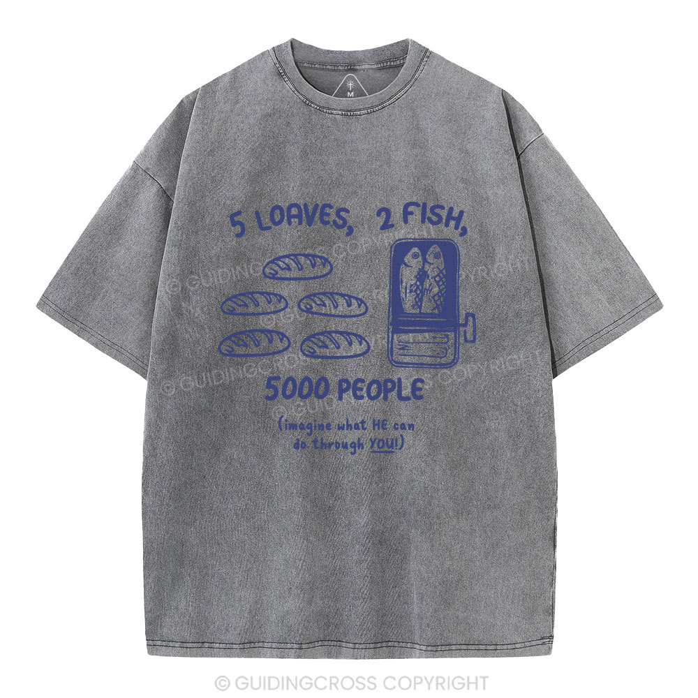 5 Loaves 2 Fish Christian Washed T-Shirt