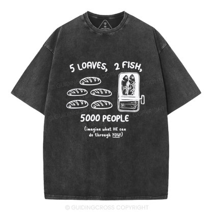 5 Loaves 2 Fish Christian Washed T-Shirt
