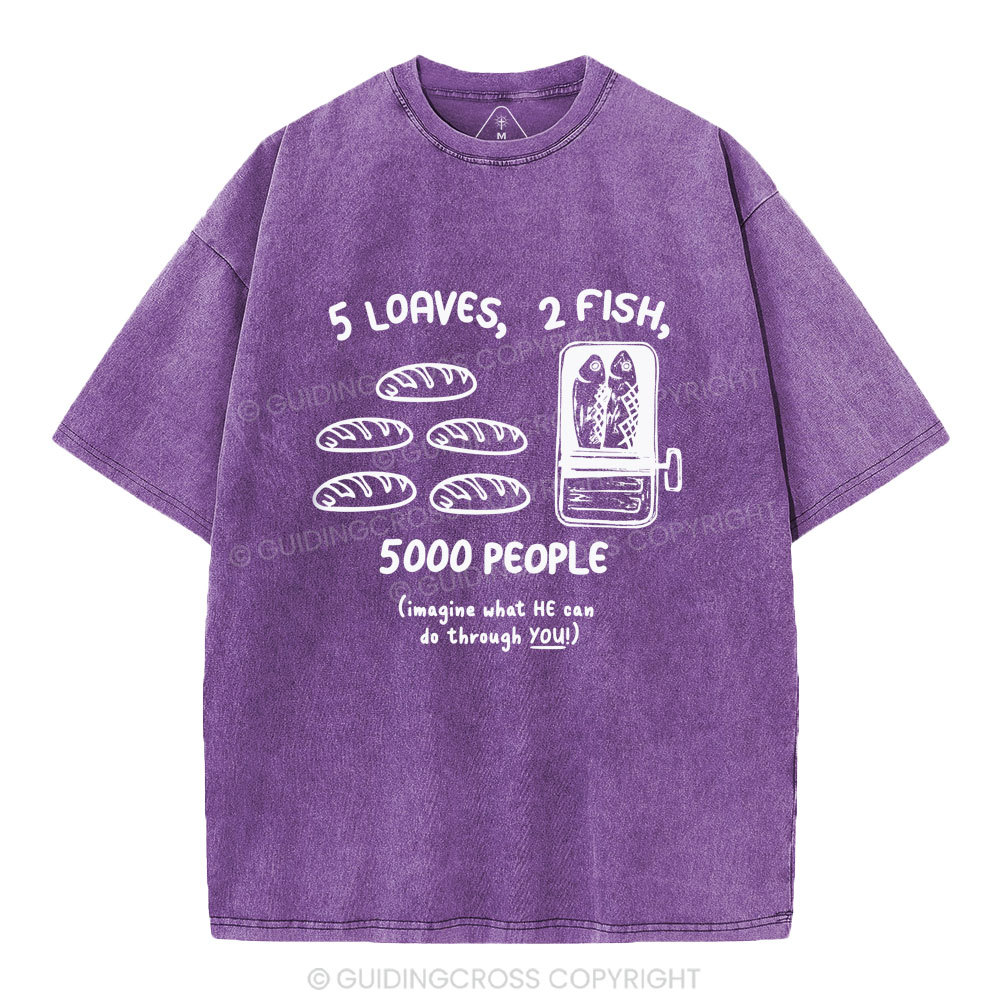 5 Loaves 2 Fish Christian Washed T-Shirt