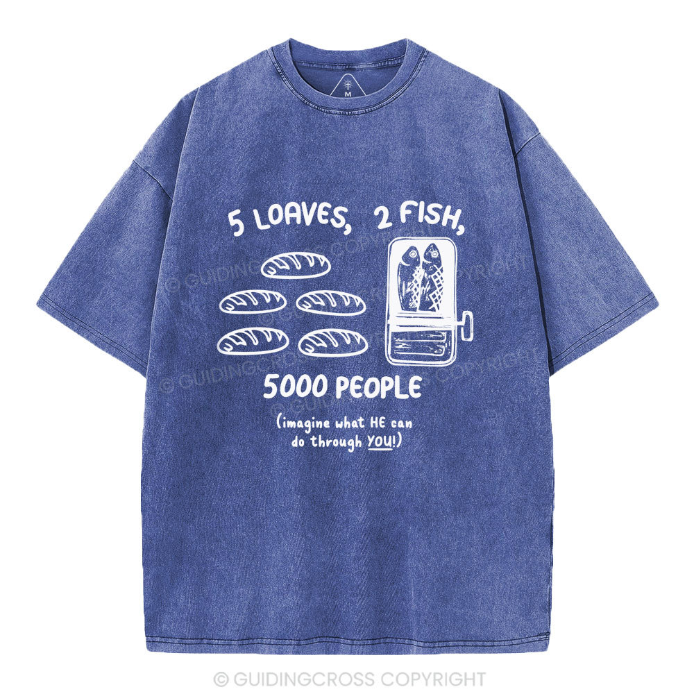 5 Loaves 2 Fish Christian Washed T-Shirt