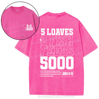 5 Loaves 2 Fish Feeds Christian Washed T-Shirt