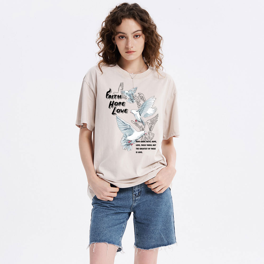 Faith Hope Love Christian Washed T-Shirt