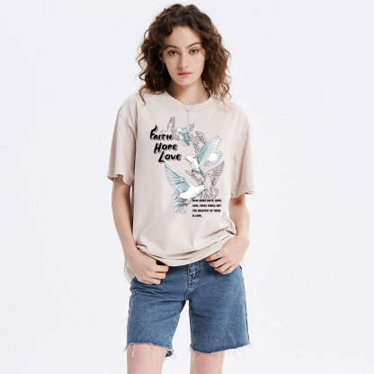 Faith Hope Love Christian Washed T-Shirt