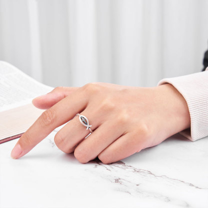  Jesus Fish Christian 925 Sterling Silver Ring