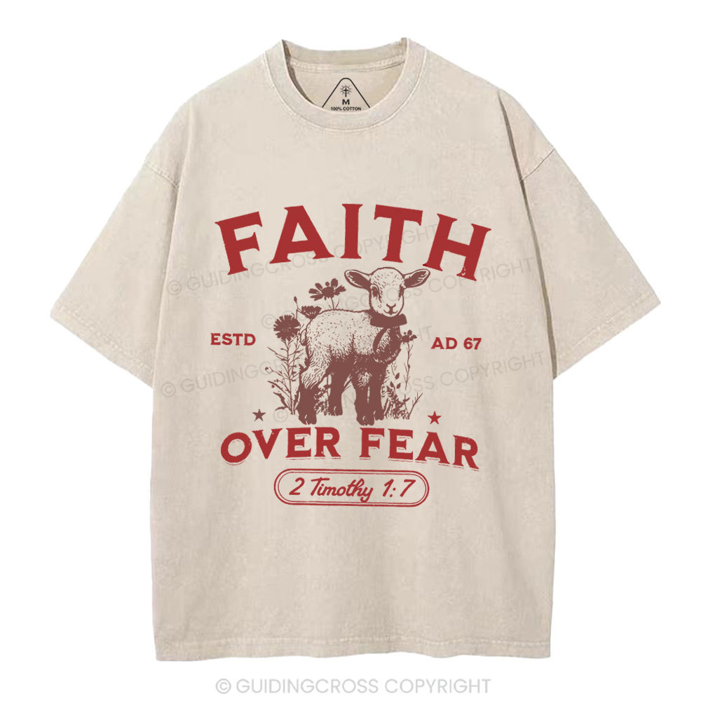 Faith Over Fear Christian Washed T-Shirt