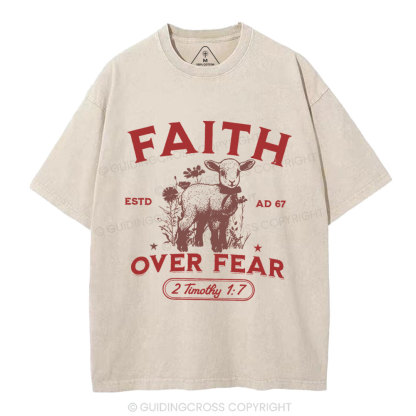 Faith Over Fear Christian Washed T-Shirt