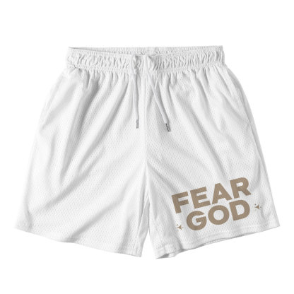 Fear God White Christian Mesh Shorts