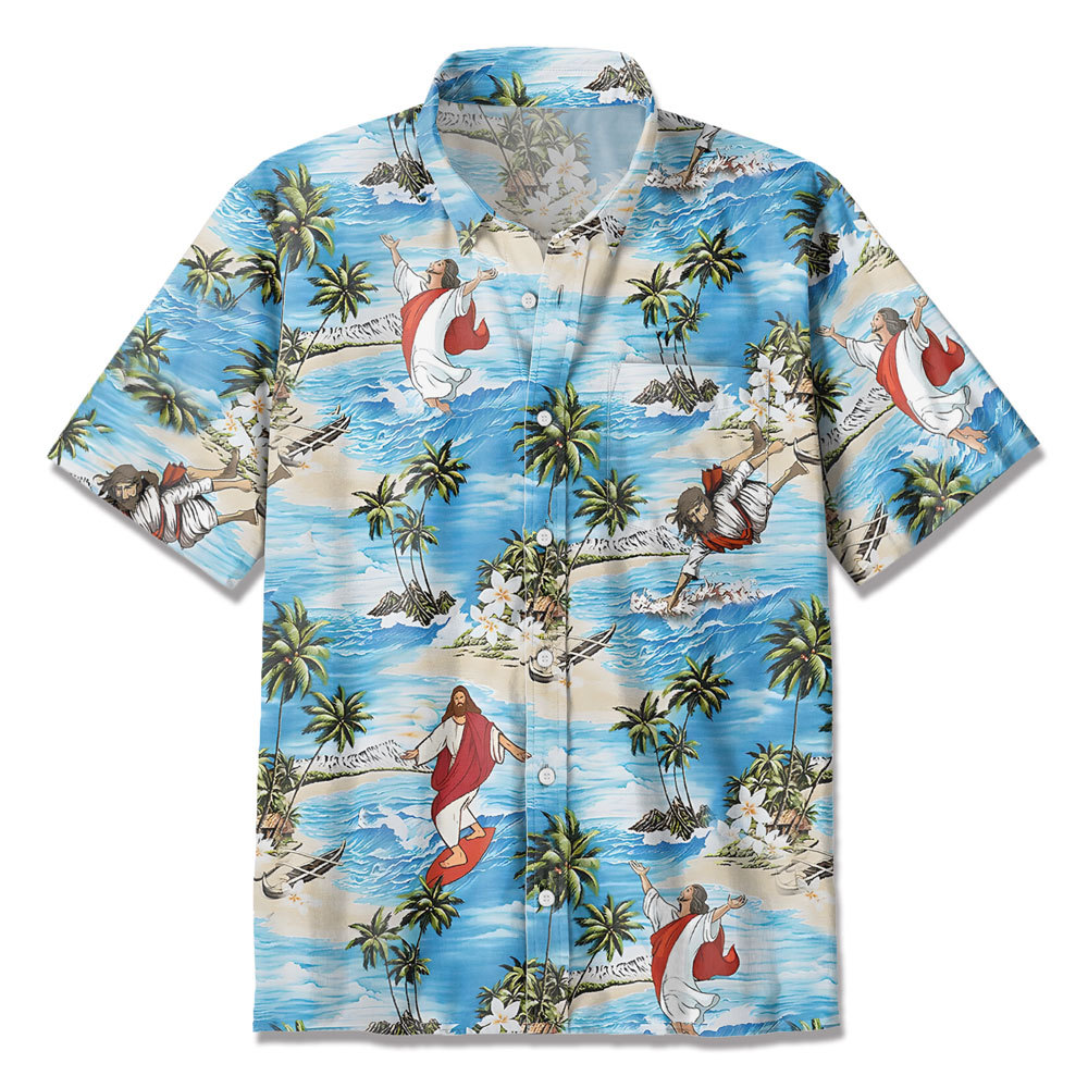 Jesus Goes Surfing Surfing Lover Hawaii Shirt Sale - GuidingCross