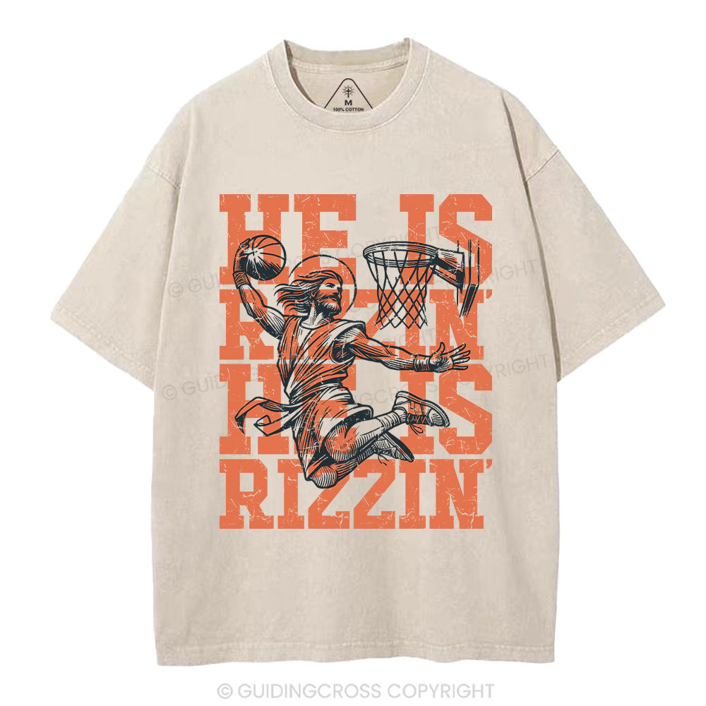 He Is Rizzin Christian Washed T-Shirt
