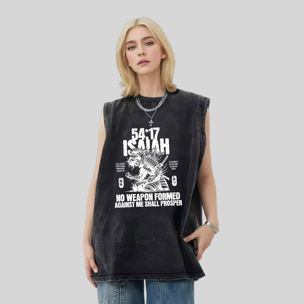 No Weapon Formed Against Me Shall Prosper Christian Washed Tank Top