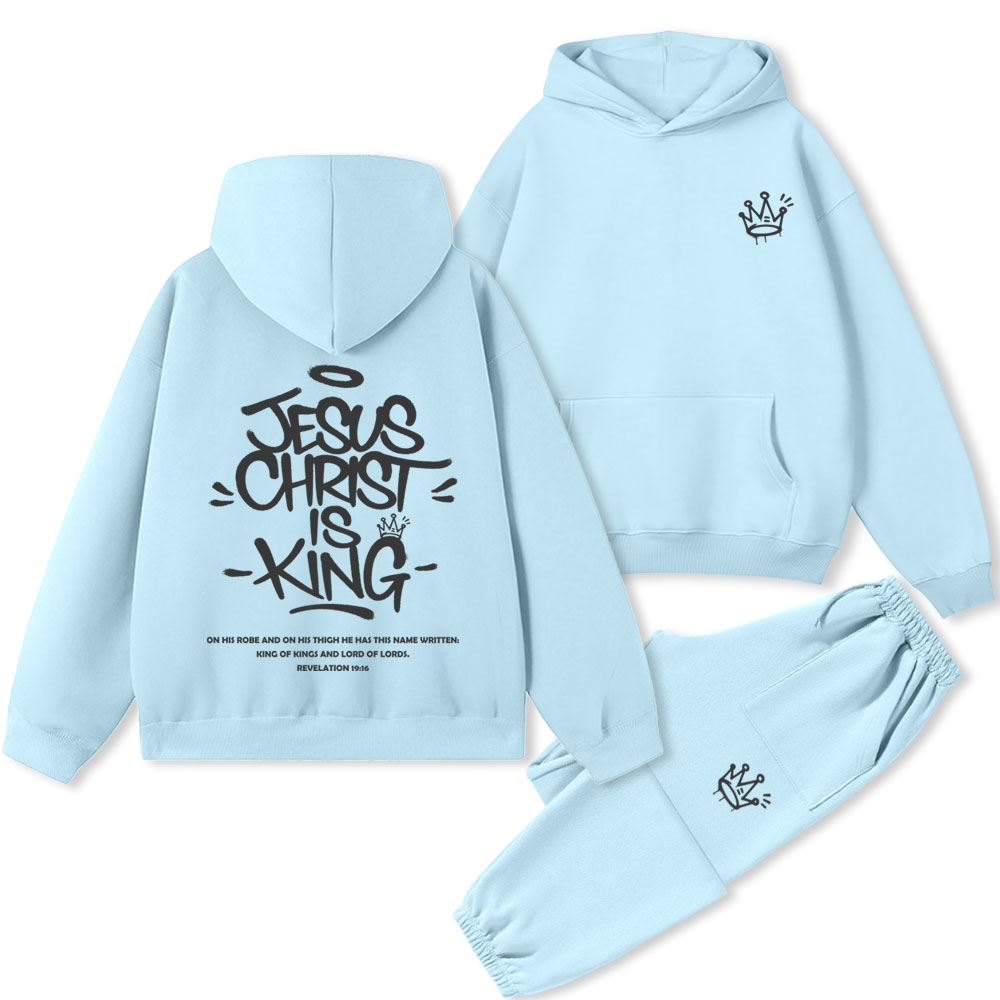 Jesus Christ Is King Christian Premium Fleece Hoodie Set