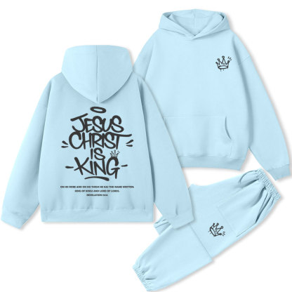 Jesus Christ Is King Christian Premium Fleece Hoodie Set