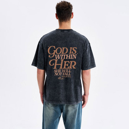God Is Within Her Christian Washed T-Shirt
