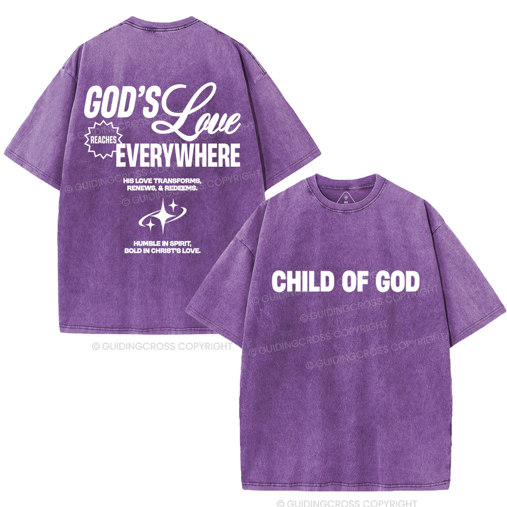 God's Love Reaches Everywhere Christian Washed T-Shirt
