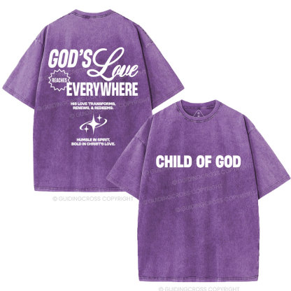 God's Love Reaches Everywhere Christian Washed T-Shirt