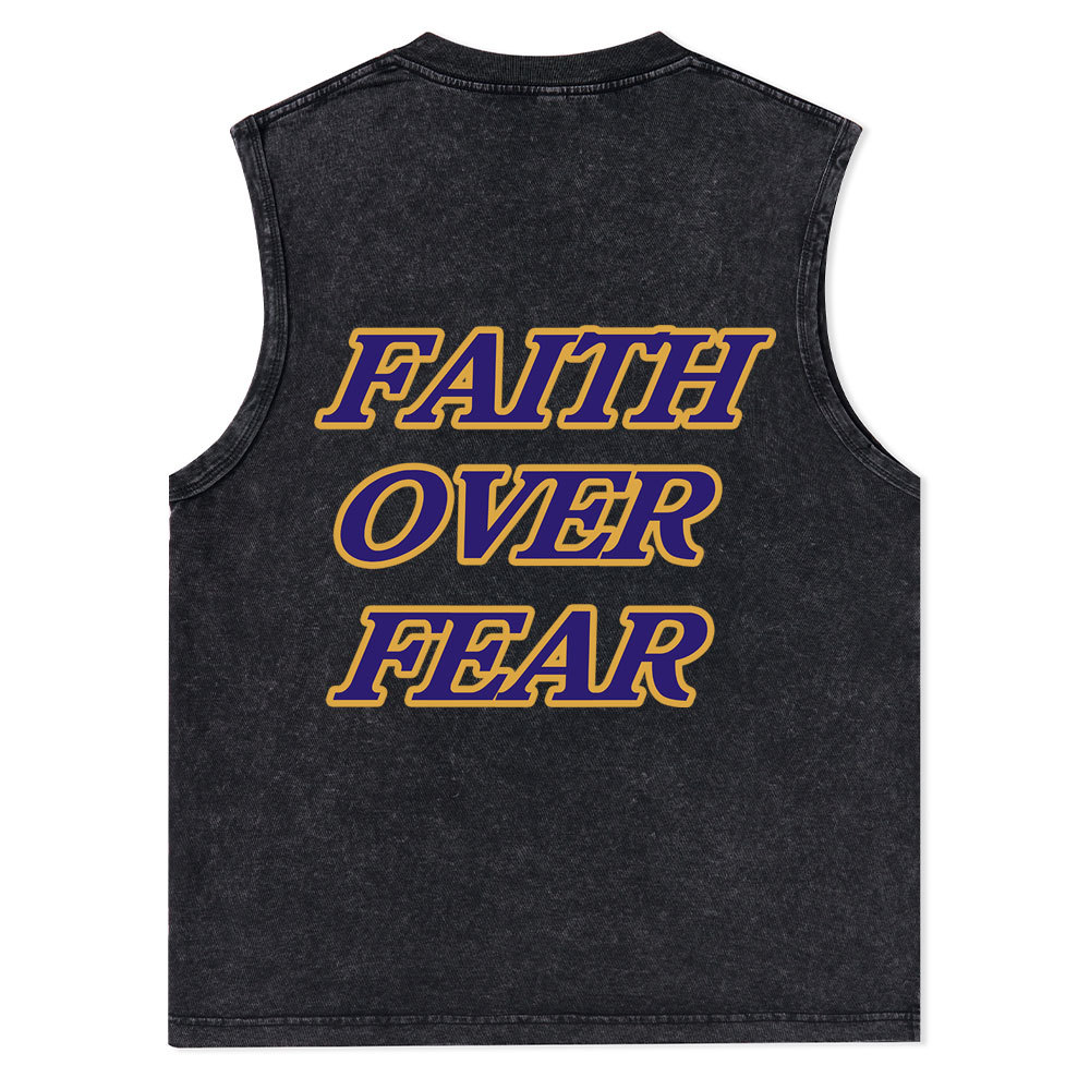 Faith Over Fear Christian Washed Tank Top