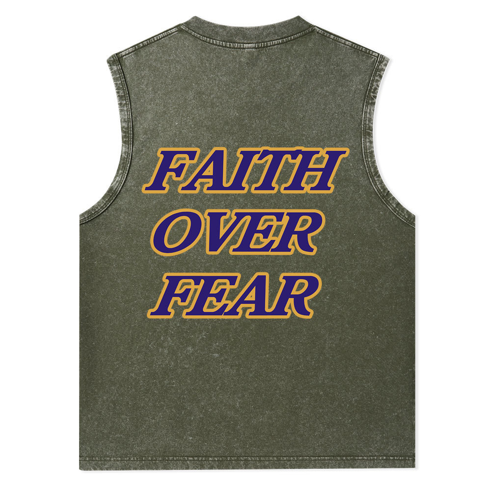Faith Over Fear Christian Washed Tank Top