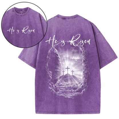 He Is Risen Christian Washed T-Shirt