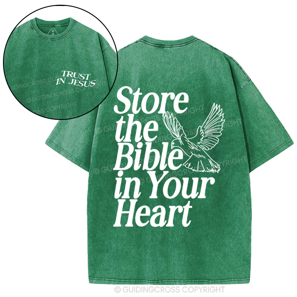 Store The Bible In Your Heart Christian Washed t-sHIRT