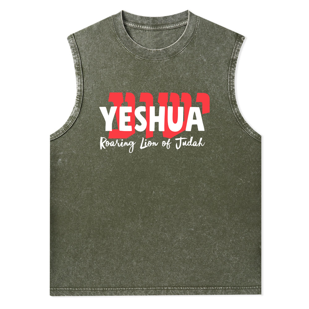 Roaring Lion Of Judah Christian Washed Tank Top