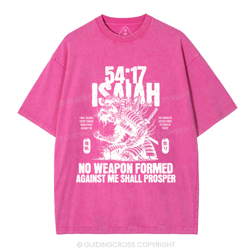 No Weapen Formed Against Me Shall Prosper Christian Washed T-Shirt